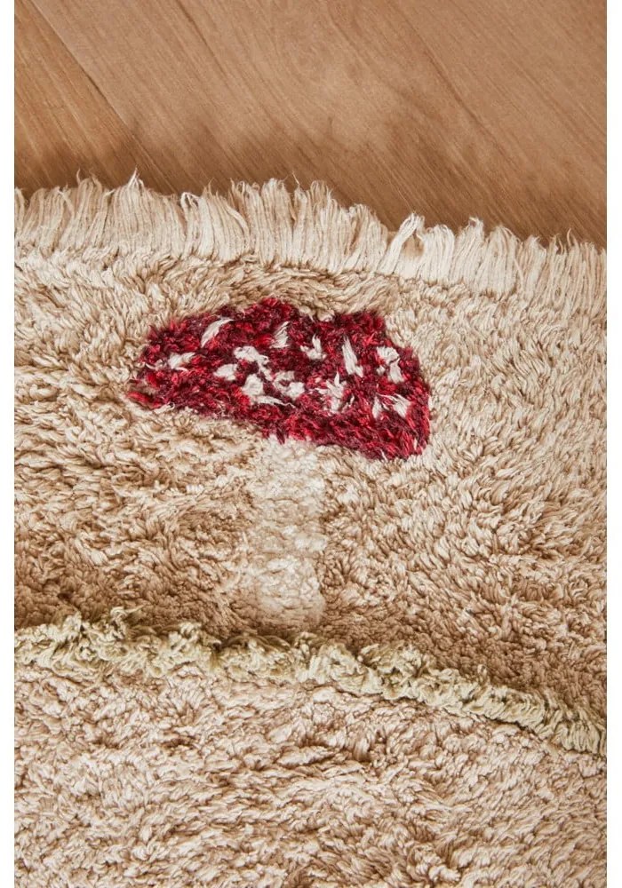 Béžový prateľný ručne tkaný bavlnený detský koberec ø140 cm Chanterelle – Lorena Canals