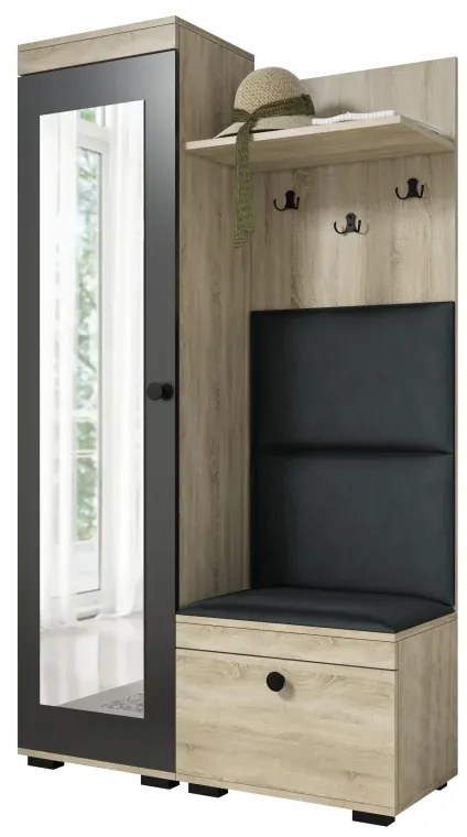 Predsieňová stena Duo, ľavá, sonoma/+police