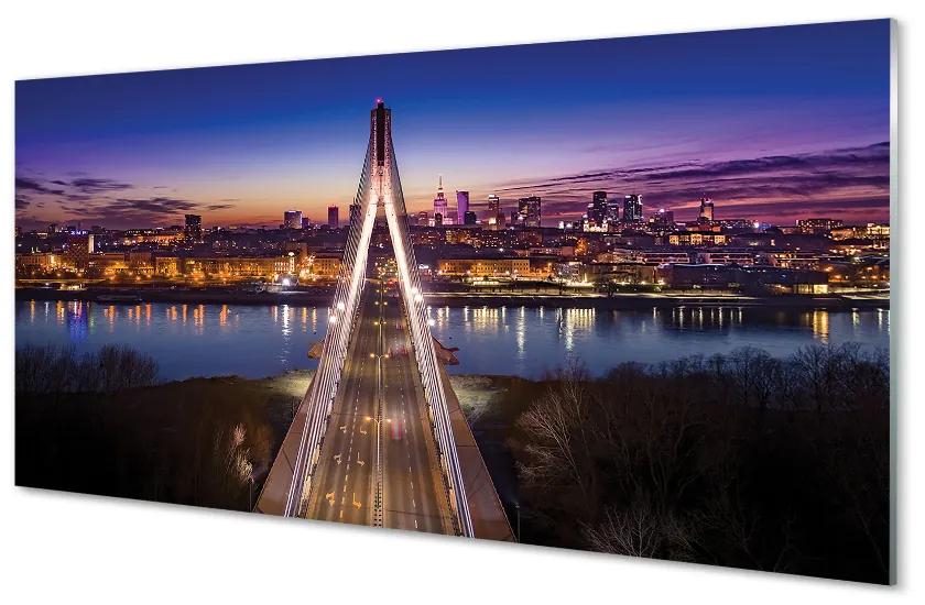 Nástenný panel  Warsaw panorama riečny most 100x50 cm
