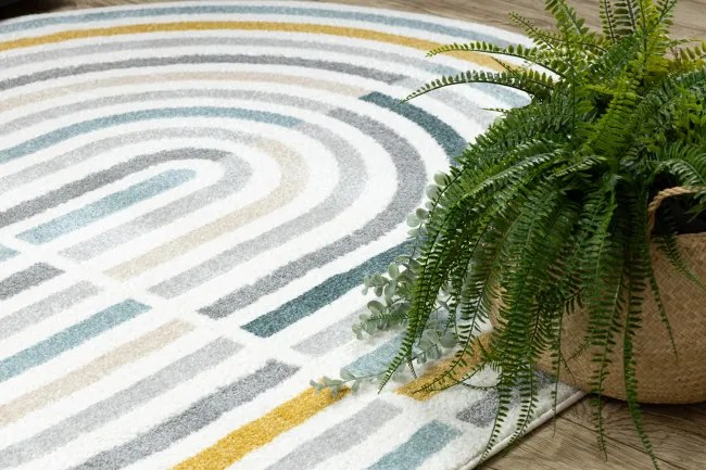 Koberec FUSION Shape 5711 biely / tmavozelený ovál