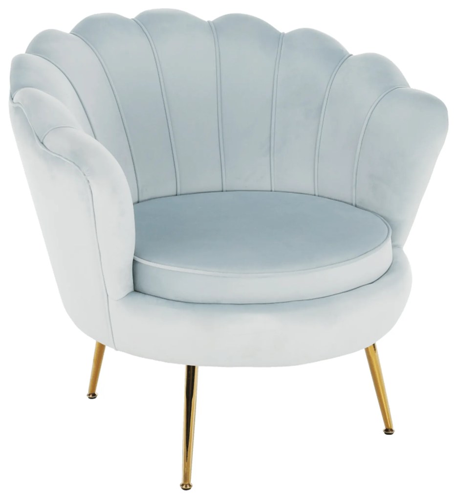 Kreslo v štýle Art-deco, sivomodrá Velvet látka/gold chróm-zlatý, NOBLIN