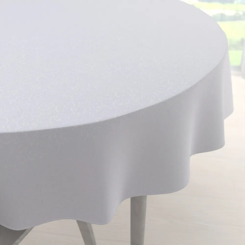 Biante Teflónový okrúhly obrus TF-078 Ornamenty - studená biela Ø 40 cm