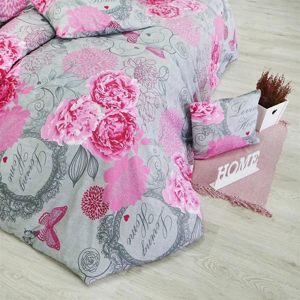 Obliečky bavlnené Home sivé EMI: Štandardný set jednolôžko obsahuje 1x 140x200 + 1x 70x90