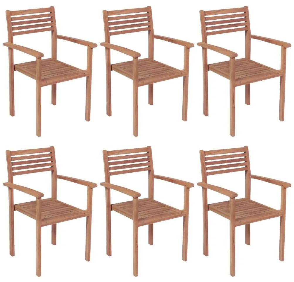Stohovateľné záhradné stoličky 6 ks tíkový masív
