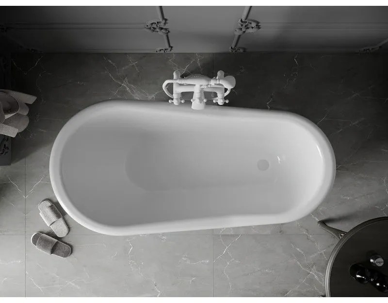 Mexen Retro, voľne stojaca vaňa 150 x 73 cm, biela, biele nohy, 53251507300-20