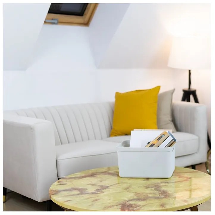 Rotho Úložný dekoratívny box s vekom DECO JIVE 5 l - cappuccino, 26 x 18 x 13