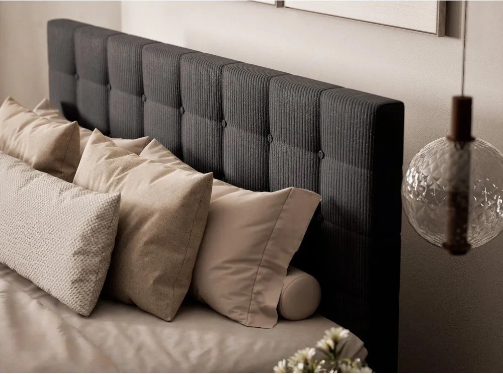 Antracitová boxspring posteľ s úložným priestorom 160x200 cm Tasca – Maison de Rêve