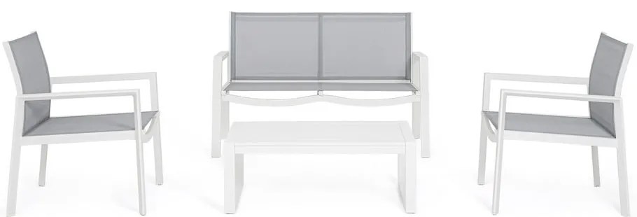 Biela hliníková záhradná lounge súprava pre 4 Kallen – Bizzotto