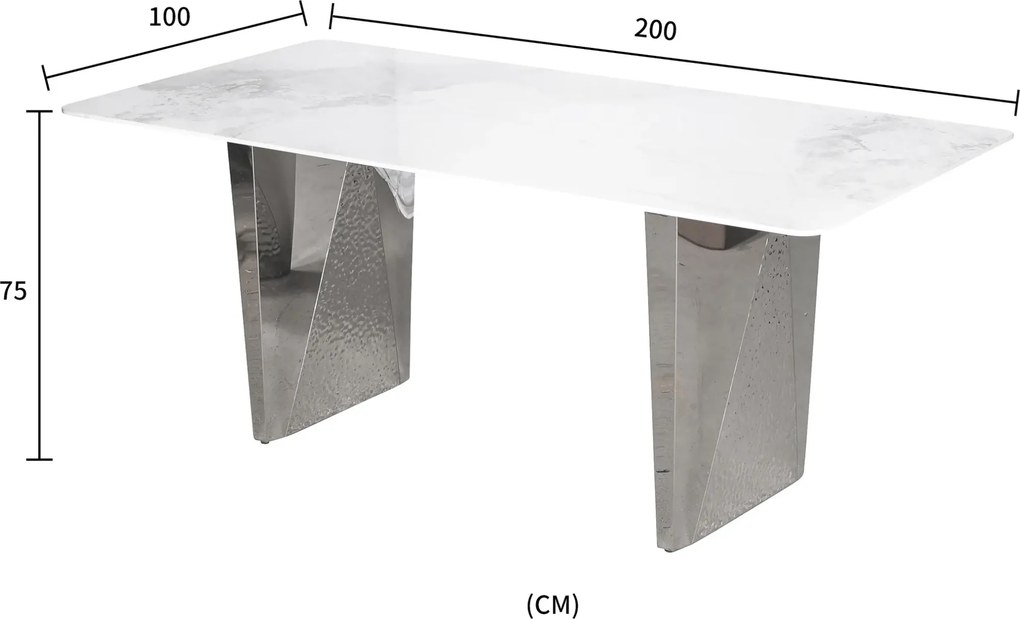 Jedálenský stôl Modig 200 cm strieborný/mramor