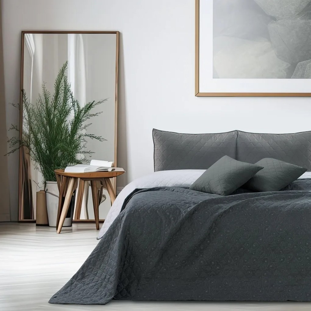 Obojstranný prehoz z mikrovlákna DecoKing Brigha bielo-sivý