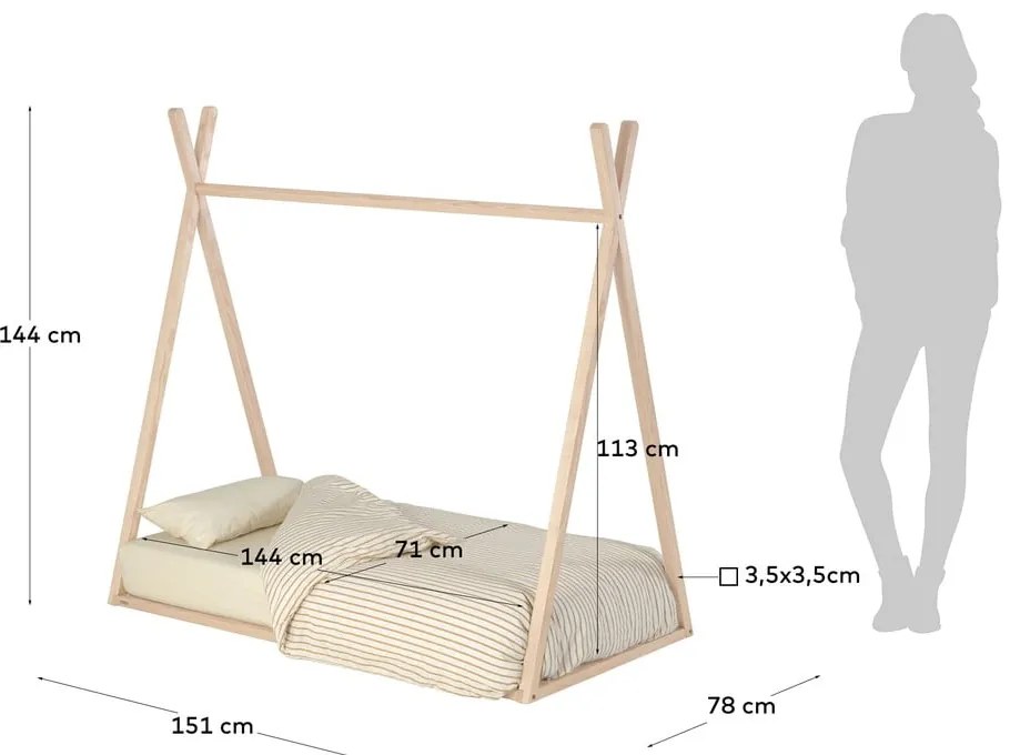 Detská posteľ 70x140 cm v prírodnej farbe Maralis Teepee – Kave Home