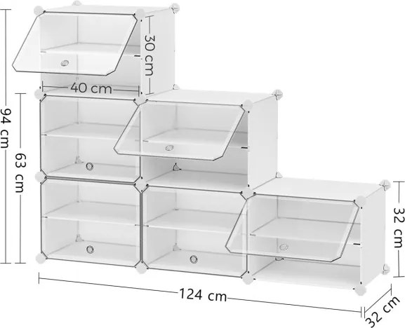 Úložné boxy na topánky biele ABO-E1033 WT (6 ks)