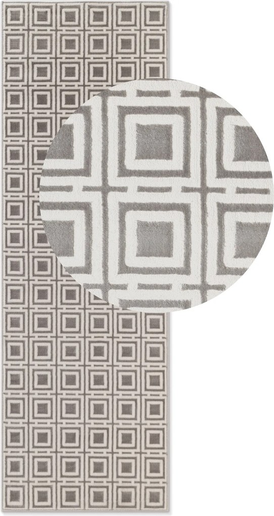 Behúň Perles 106190 Cream Grey z kolekcie Elle, 80x240, šedá, obývacia izba, ELLE Decoration