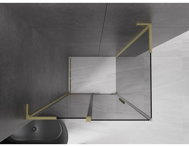 Mexen Velar L, sprchový kút s posuvnými dverami 100 x 110 cm, 8mm šedé sklo, zlatá matná, 871-100-110-43-55