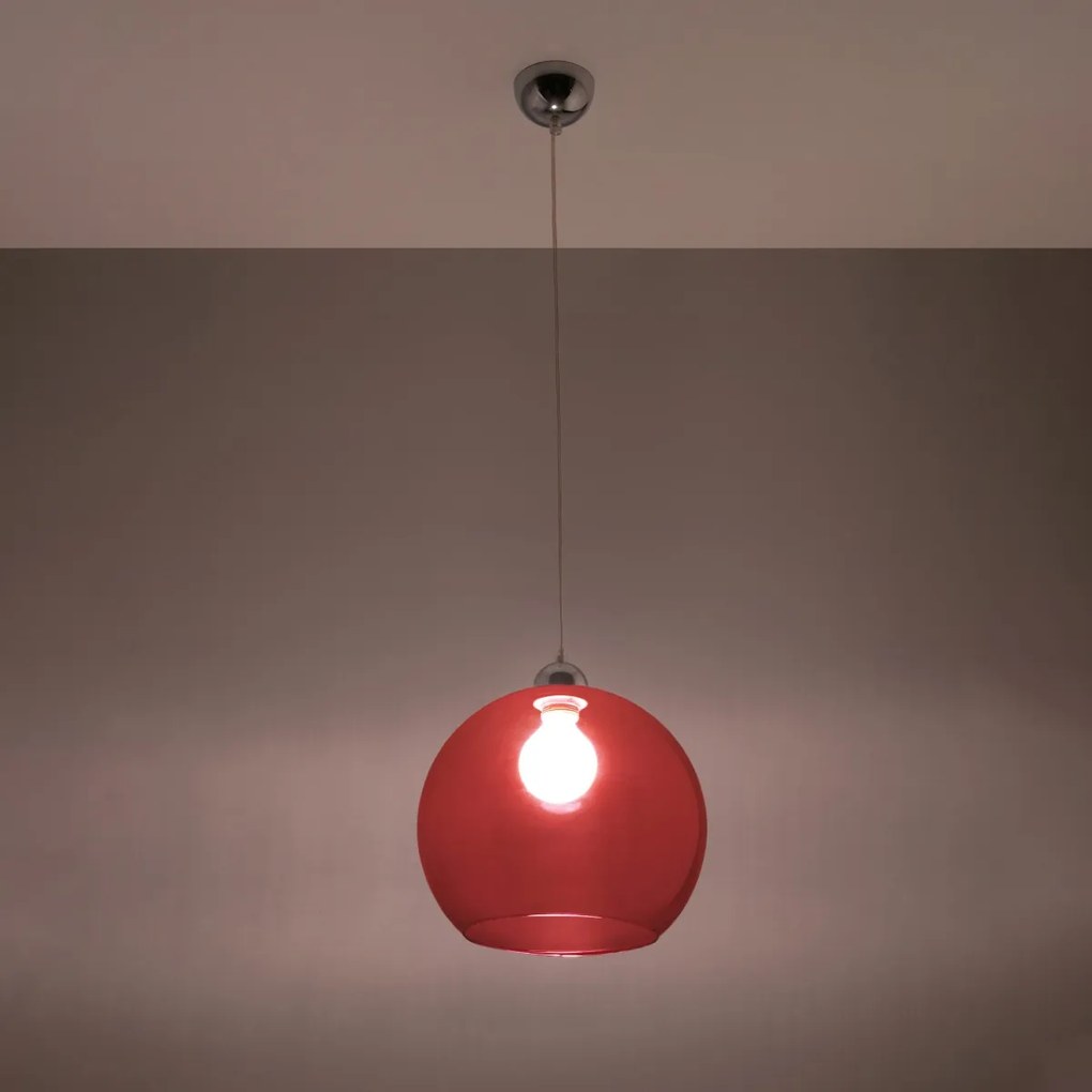 Závesné svietidlo Ball, 1x červené sklenené tienidlo