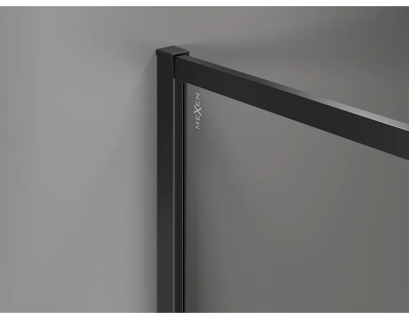 Mexen Kioto-XF, sprchová zástena s rámom 140 x 202 cm, 10mm sklo námraza, čierny profil, 800-140-104-70-30-X