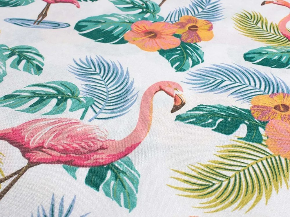 Biante Dekoračný oválny obrus Leona LN-018 Plameniaky a tropické rastliny 130x180 cm
