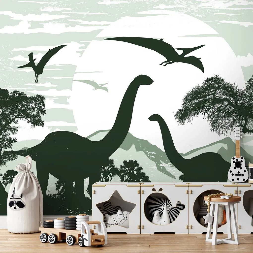 Fototapeta - Zelení dinosaury 2 (254x184 cm)