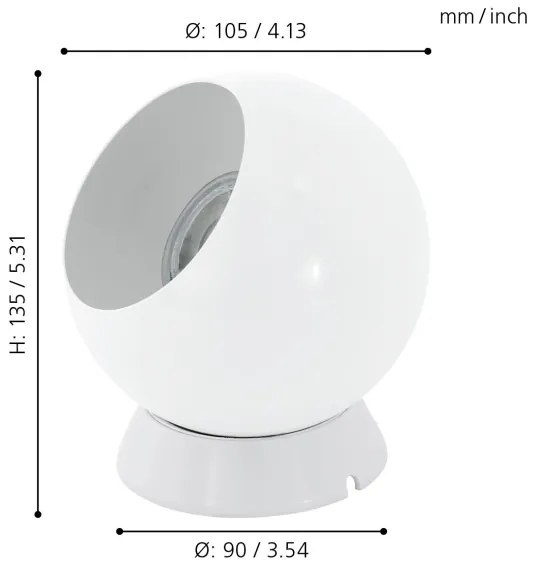 Eglo 94513 - LED stolová/nástenná lampa PETTO 1 1xGU10/2,8W/230V biela