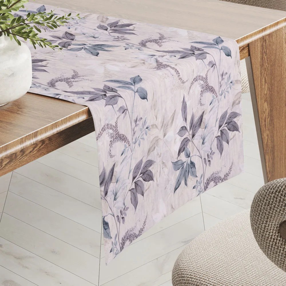 Biante Dekoračný behúň na stôl PML-053 Popínavé lístky na béžovom 20x120 cm