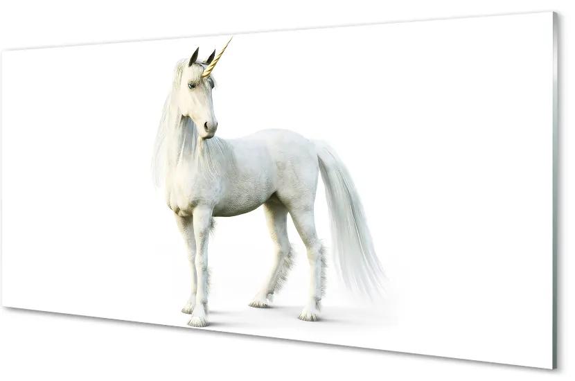 Sklenený obraz biely jednorožec 120x60 cm