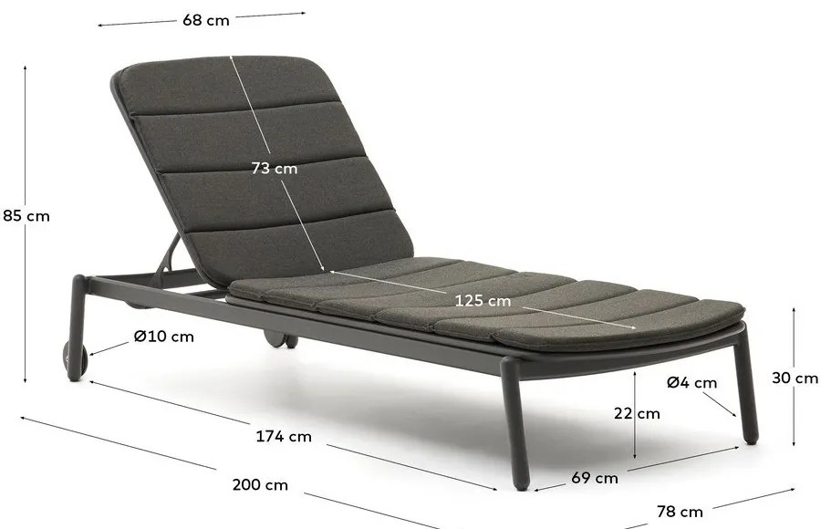 Čierne kovové záhradné ležadlo Marcona – Kave Home