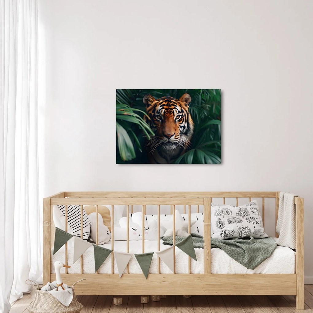 Obraz - Portrét tigra v džungli (70x50 cm)