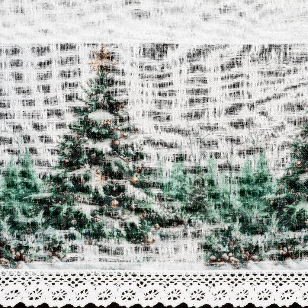 KRÁTKA VIANOČNÁ ZÁCLONA NA PÁSKE XMAS9 150X30 CM VZOROVANÁ