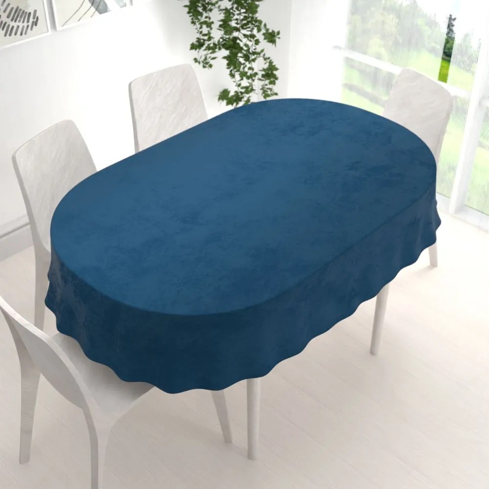 Biante Veľký zamatový oválny obrus Velvet Premium SVP-001 Petrolejovo modrá 240x300 cm