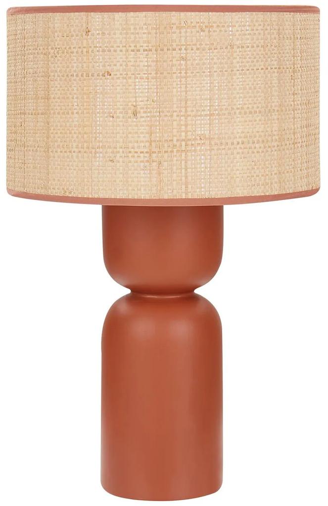 Stolná lampa z rafie prírodná/červená PRESIDIO Beliani
