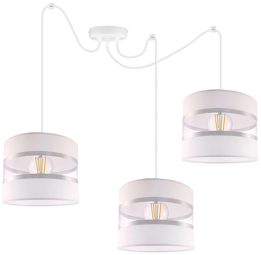 Závesné svietidlo Elegance Spider, 3x textilné tienidlo (mix 8 farieb), w