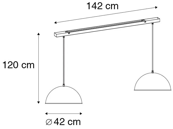 Priemyselné závesné svietidlo čierne so zlatom 2-svetlo - Magnax