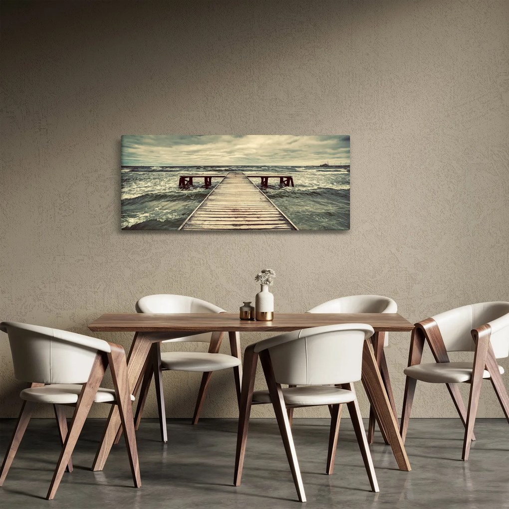 Obraz dreveného móla na mori (120x50 cm)