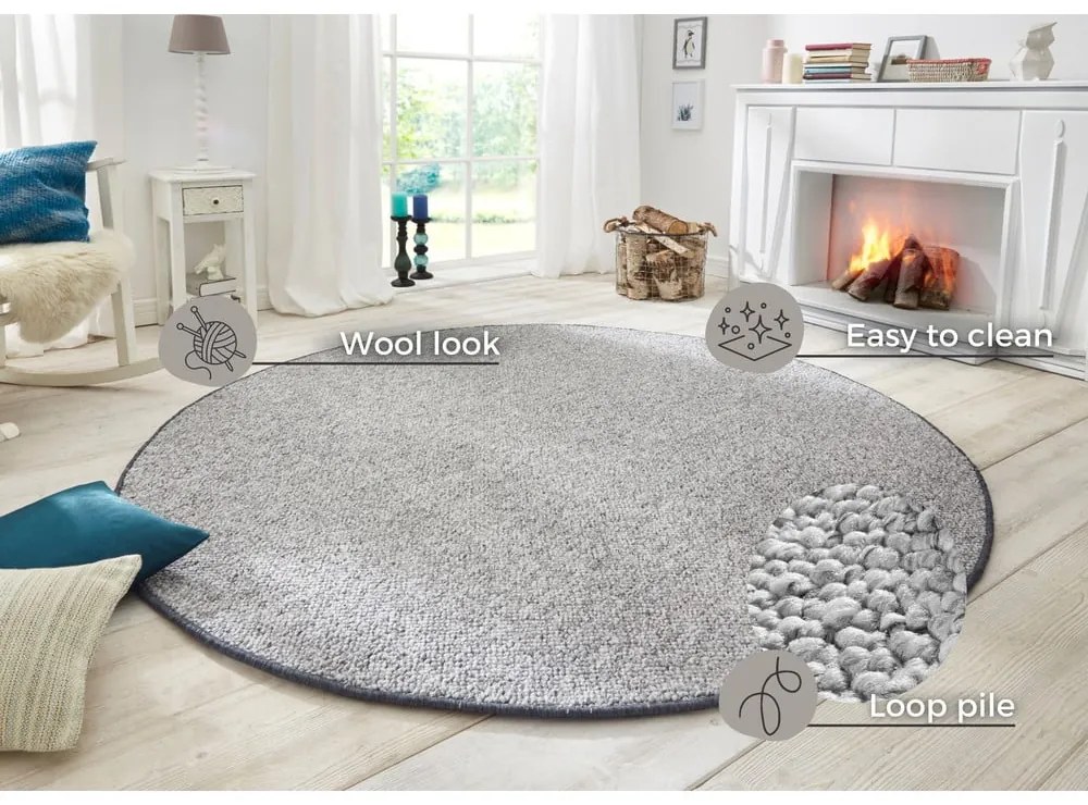 Sivý okrúhly koberec ø 200 cm Wolly – BT Carpet