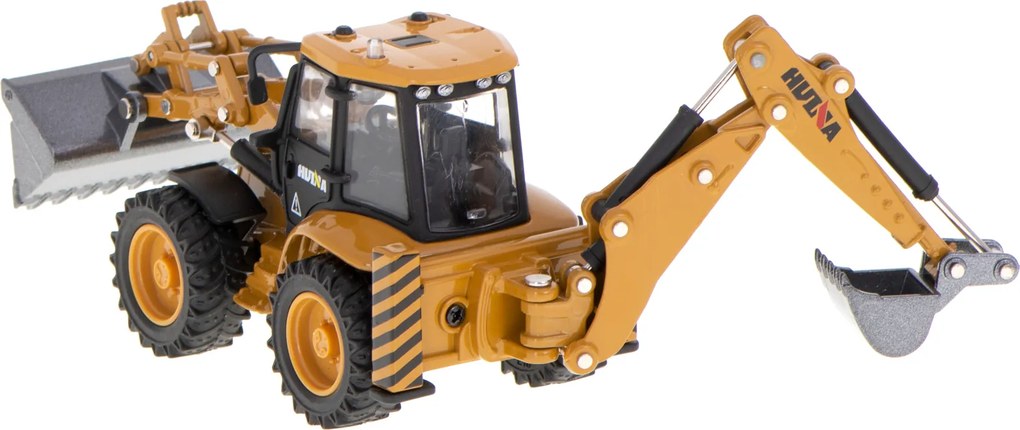 KIK Kovové rýpadlo-nakladač H-TOYS 1:50 – Die-cast bager s pohyblivou lyžicou, gumové kolesá