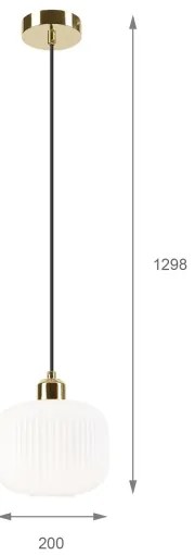 Luster na lanku HARMA 1xE27/15W/230V pr. 20 cm biela/zlatá