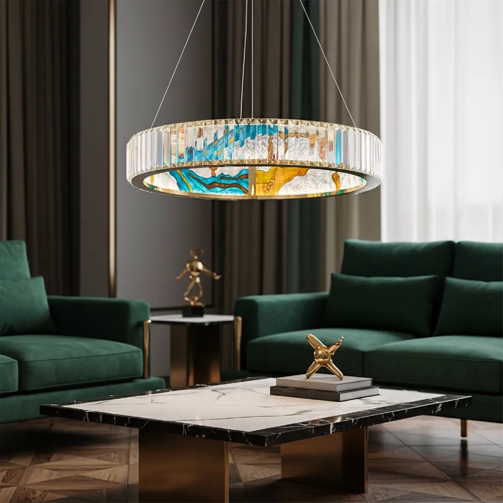 Toolight Toolight, LED stropné svietidlo 60cm + diaľkové ovládanie APP1748-CP, zlatá-priehľadná, OSW-07894