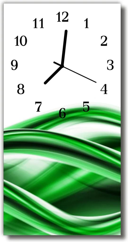 Nástenné hodiny vertikálne  Umenie abstrakcie zelená vlna