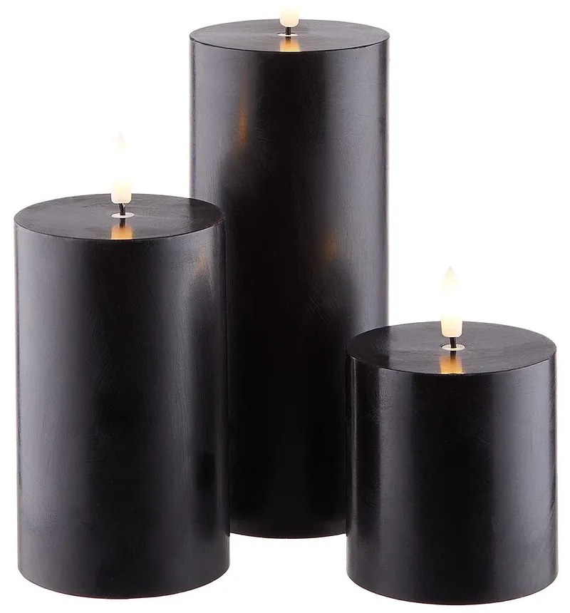 NORDIC LIGHT LED Sviečky 3 ks - čierna