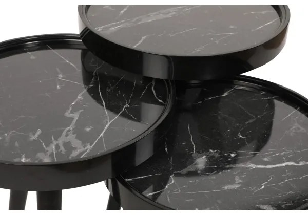 SADA 3x Odkladací stolík CALL čierna