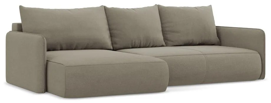 Béžová rozkladacia/s úložným priestorom rohová pohovka (ľavý roh) Nanea – Makamii