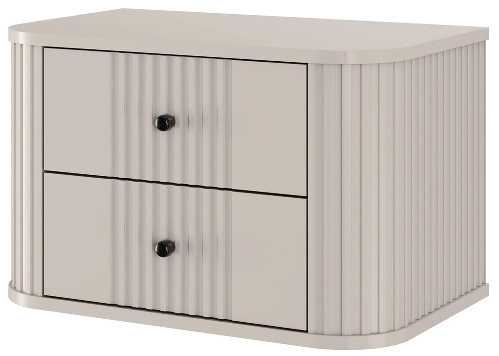 Závesná súprava nočných stolíkov Vesper 56 cm - kašmír / čierne úchytky
