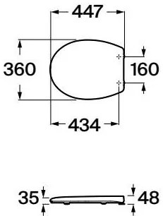 ROCA Victoria, antibakteriálne WC sedadlo 447x360x48 mm, SUPRALIT, kovové pánty, biela lesklá, ROC-A801B6000B