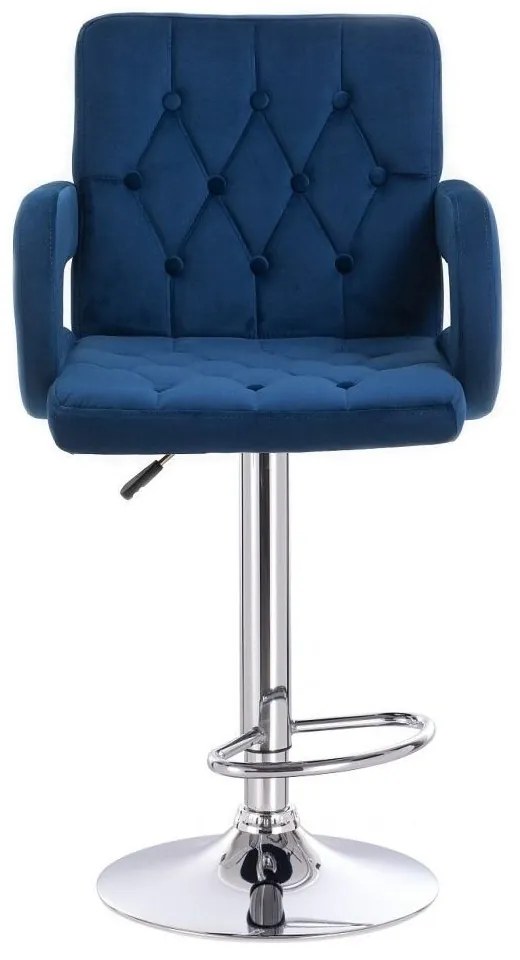 LuxuryForm DESIGN Barová stolička BOSTON VELUR na striebornom tanieri - modrá