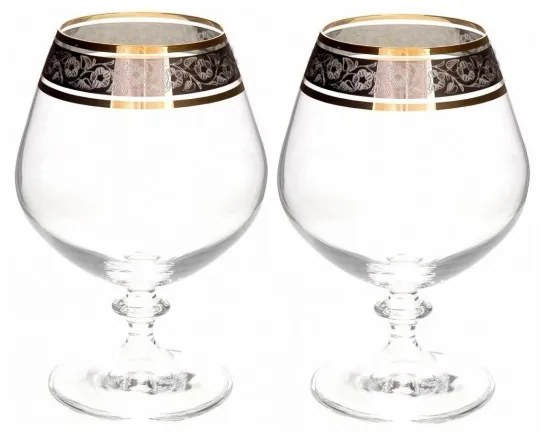 BOHEMIA ANGELA ZLATO-PLATINOVÝ POHÁR NA BRANDY 400 ML SADA 2 KS