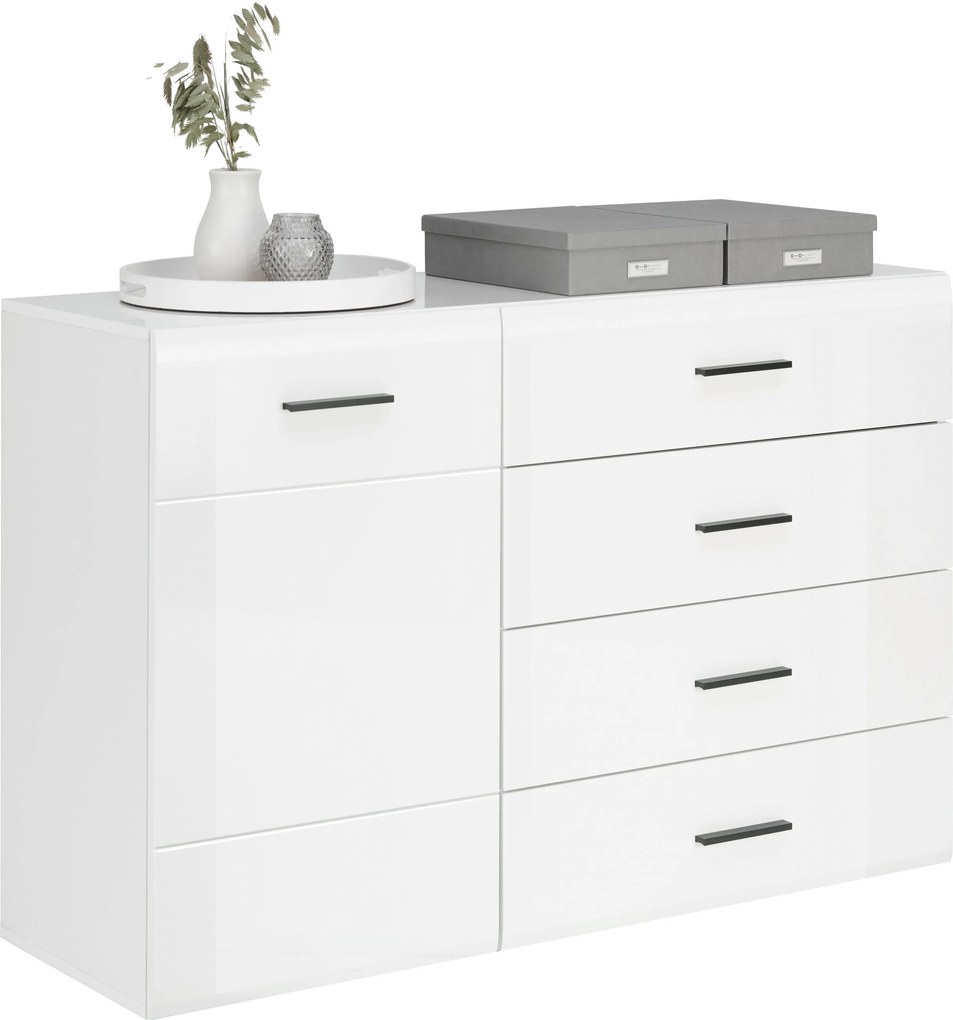 XXXLutz KOMODA, antracitová, biela, 126/84,6/41,6 cm Hom`in - Komody - 001803069013