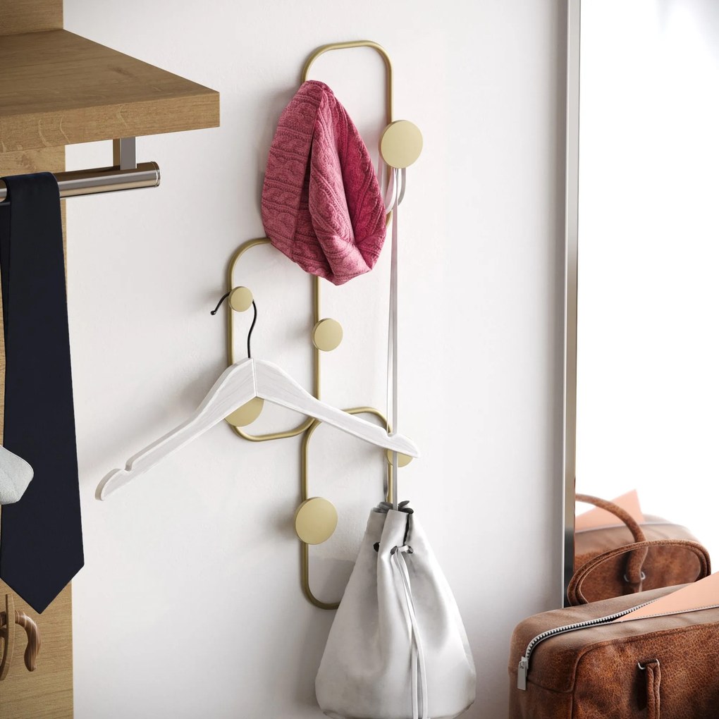 Nástenný kovový vešiak Lizzard 28 cm zlatý