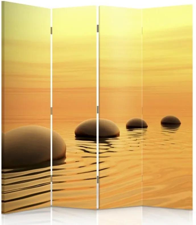 CARO Paraván - Zen Stones 4 | štvordielny | obojstranný 145x180 cm