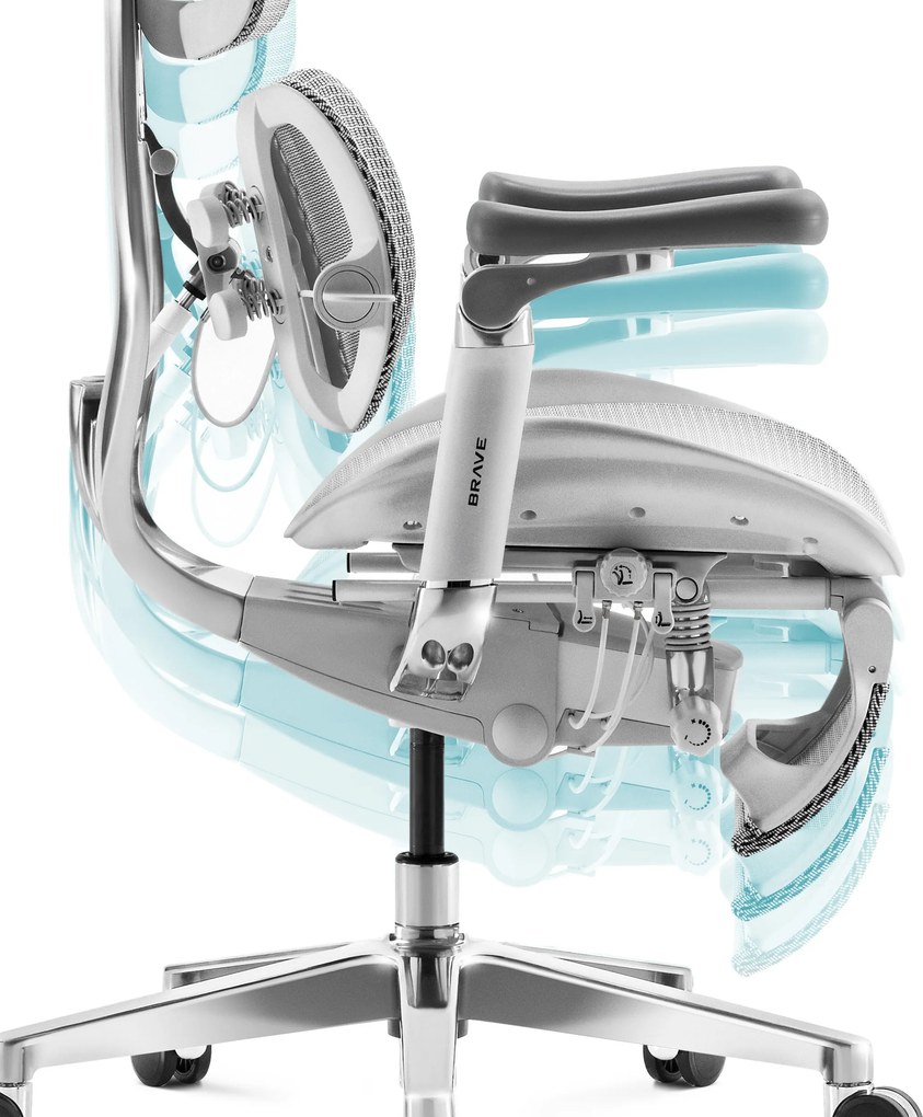 Ergonomická kancelárska stolička s podnožkou Premium Normal Size, sivá: Diablo V-Kinetic