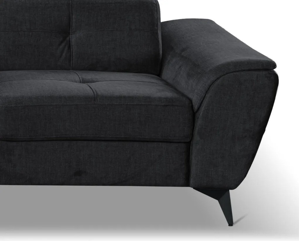Rohová sedacia súprava Sergio, čierna látka, ľavý roh